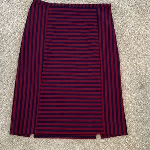 Striped navy and burgundy skirt